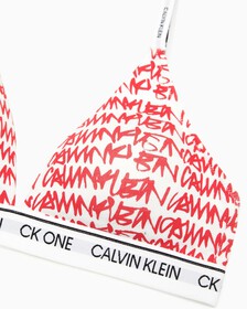 CK ONE COTTON LIGHTLY LINED TRIANGLE BRA, Tag Logo Print+Exact, hi-res