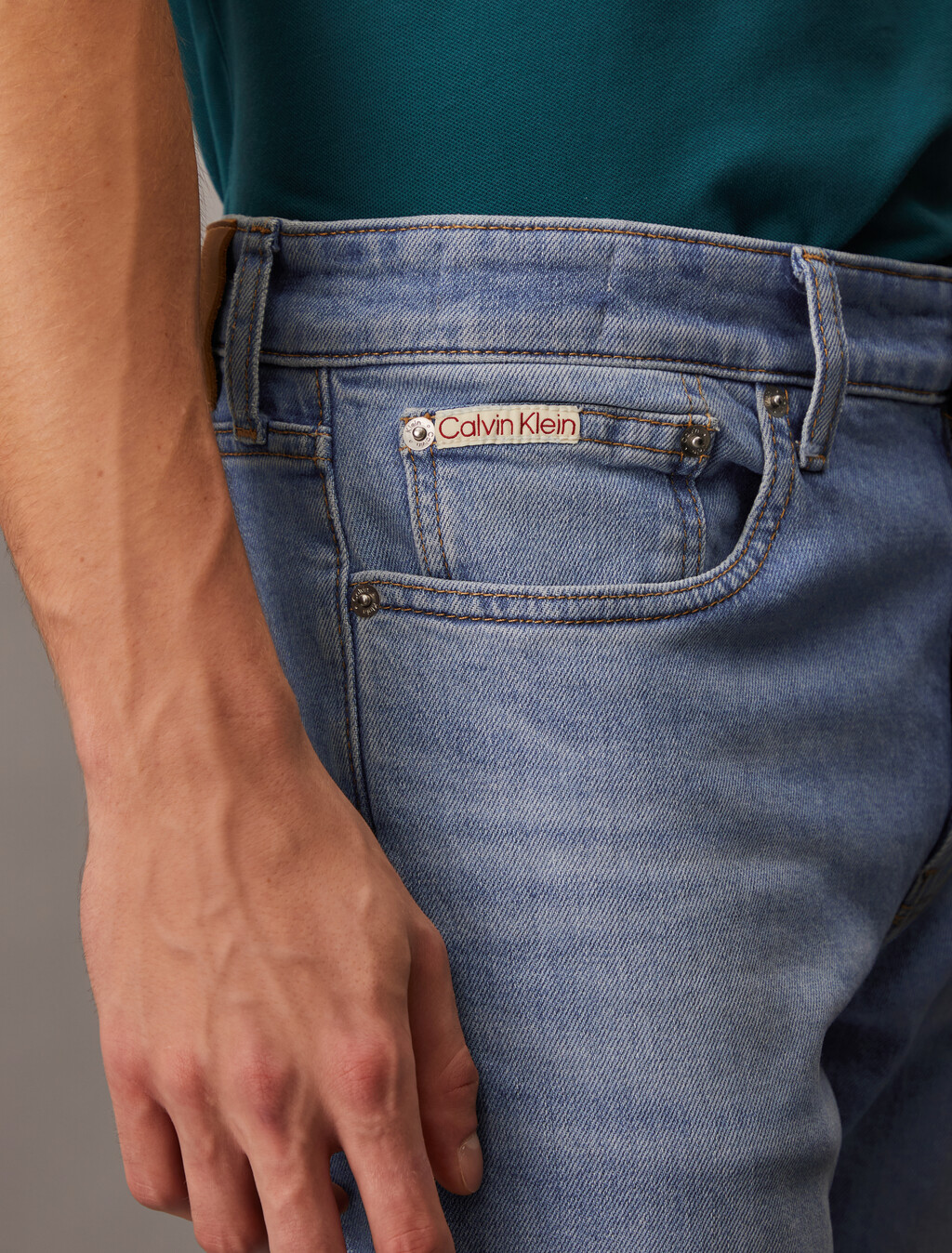 復古直筒義大利牛仔褲, Denim Light, hi-res