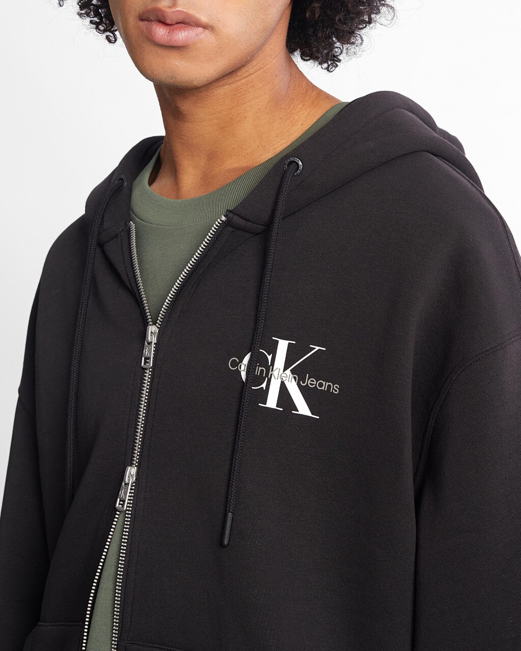 Monogram Zip Up Hoodie, black