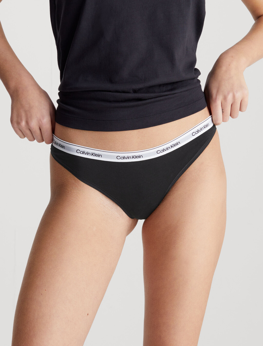 Modern Logo Thong, Black, hi-res