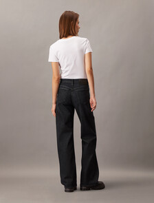 Italian High Rise Wide Leg Jeans, Denim Black, hi-res