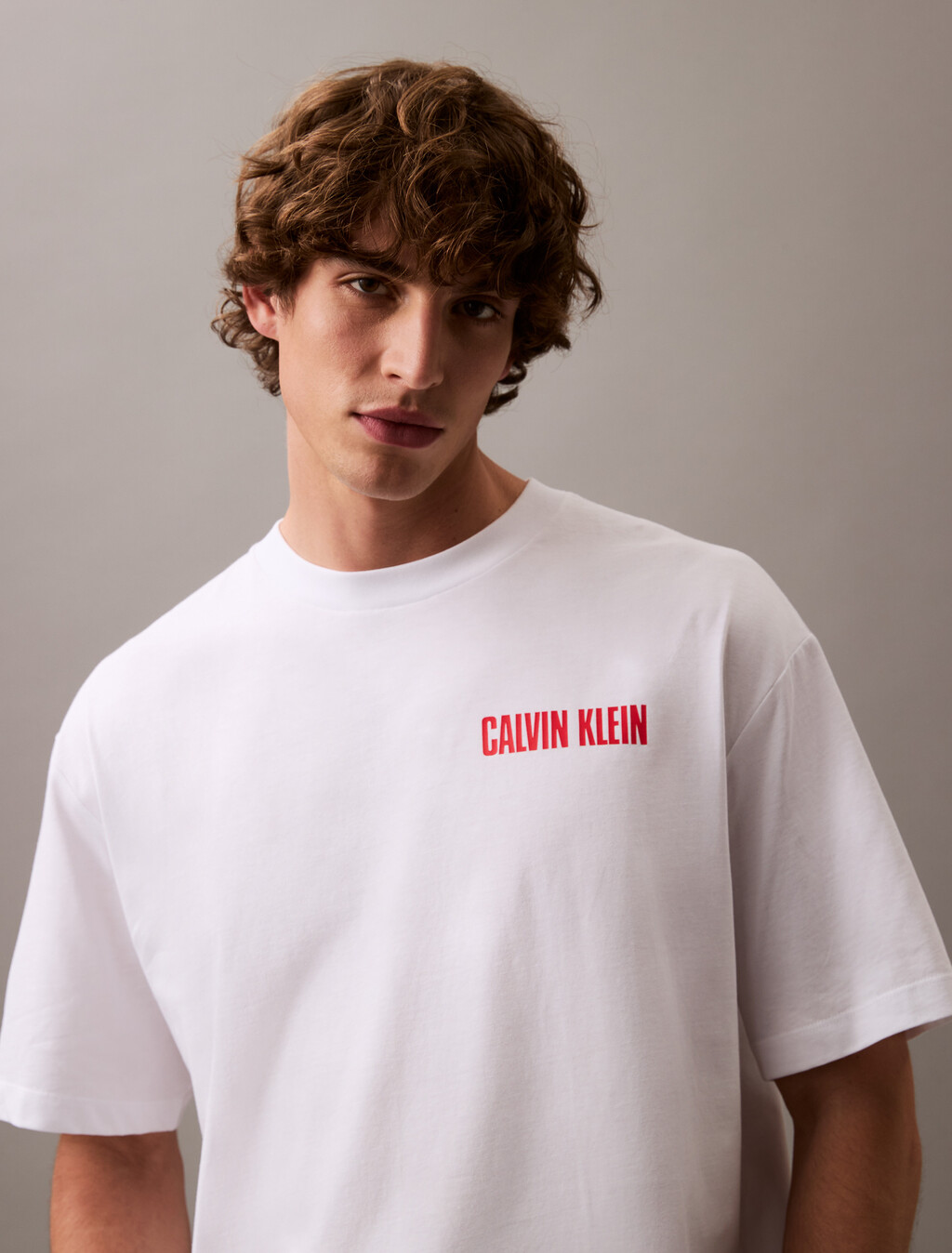 Calvin Klein 標誌印花 T 恤, Brilliant White, hi-res