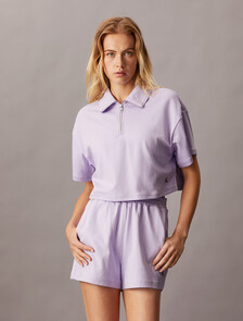 涼感半拉鍊 Polo 衫, Pastel Lilac, hi-res
