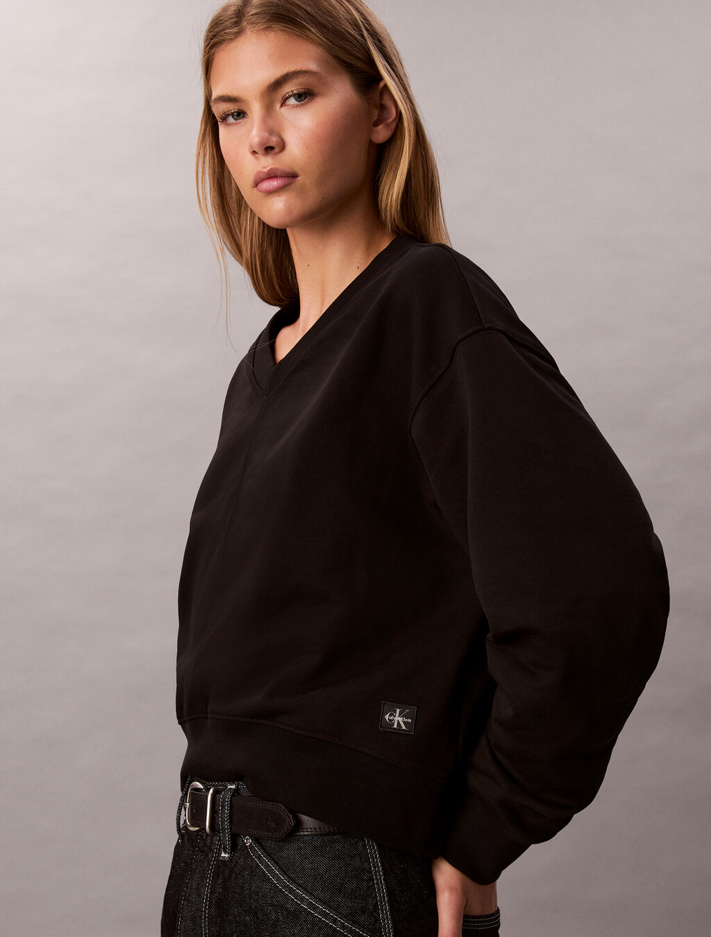 Terry Relaxed Sweatshirt, Black, hi-res