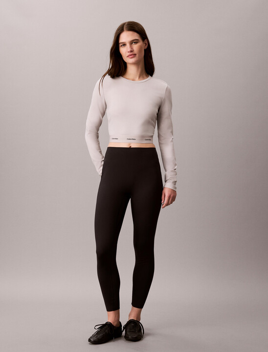 Logo Band Cropped Long Sleeve Top
