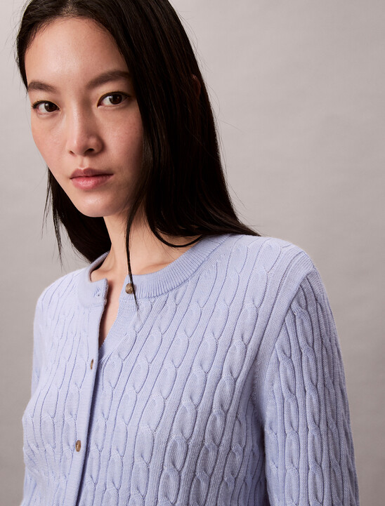 Merino Wool Blend Cable Cardigan