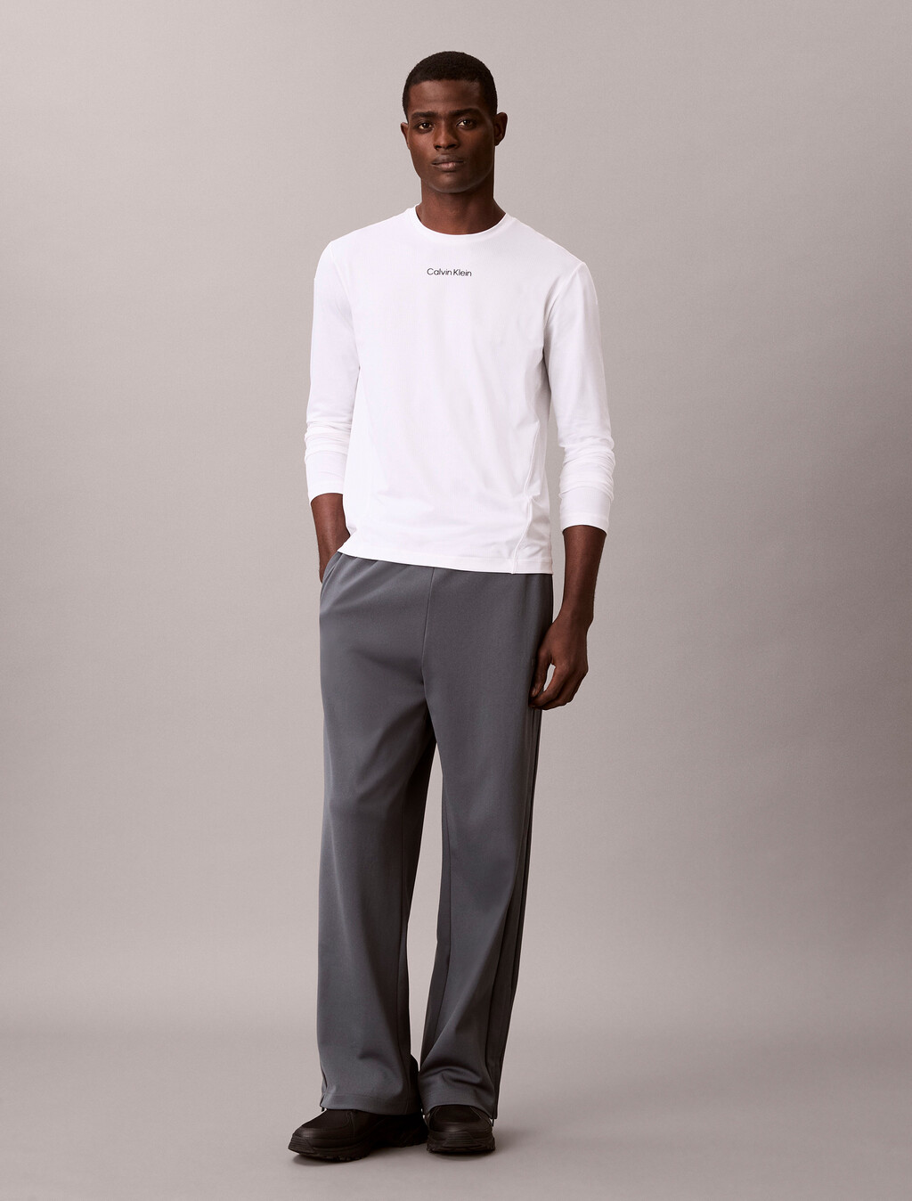 運動長袖 T 恤, Classic White, hi-res