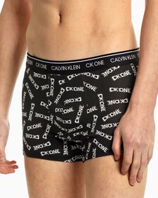 CK One Cotton 低腰貼身四角褲（2 件組）, Black Inked Logo Print Black, hi-res