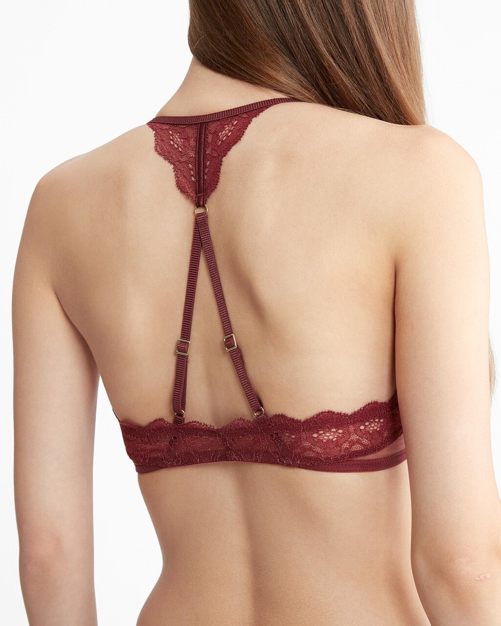 Ck Black Vintage Lace Push Up Plunge Bra, Tawny Port, hi-res