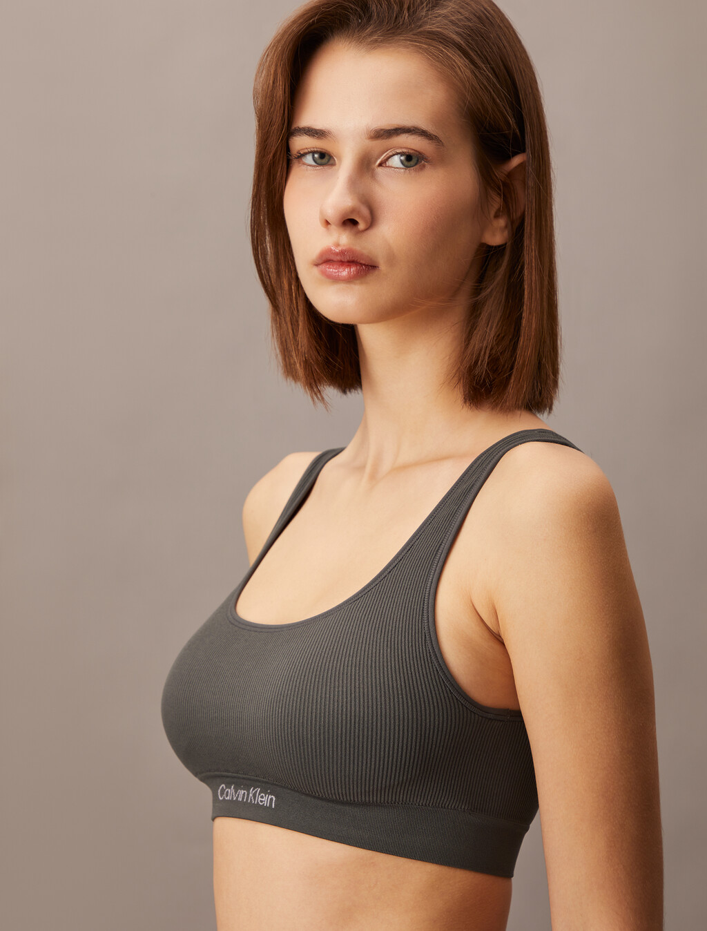 Seamless Rib Knit Lightly Lined Bralette, Ashford Grey, hi-res