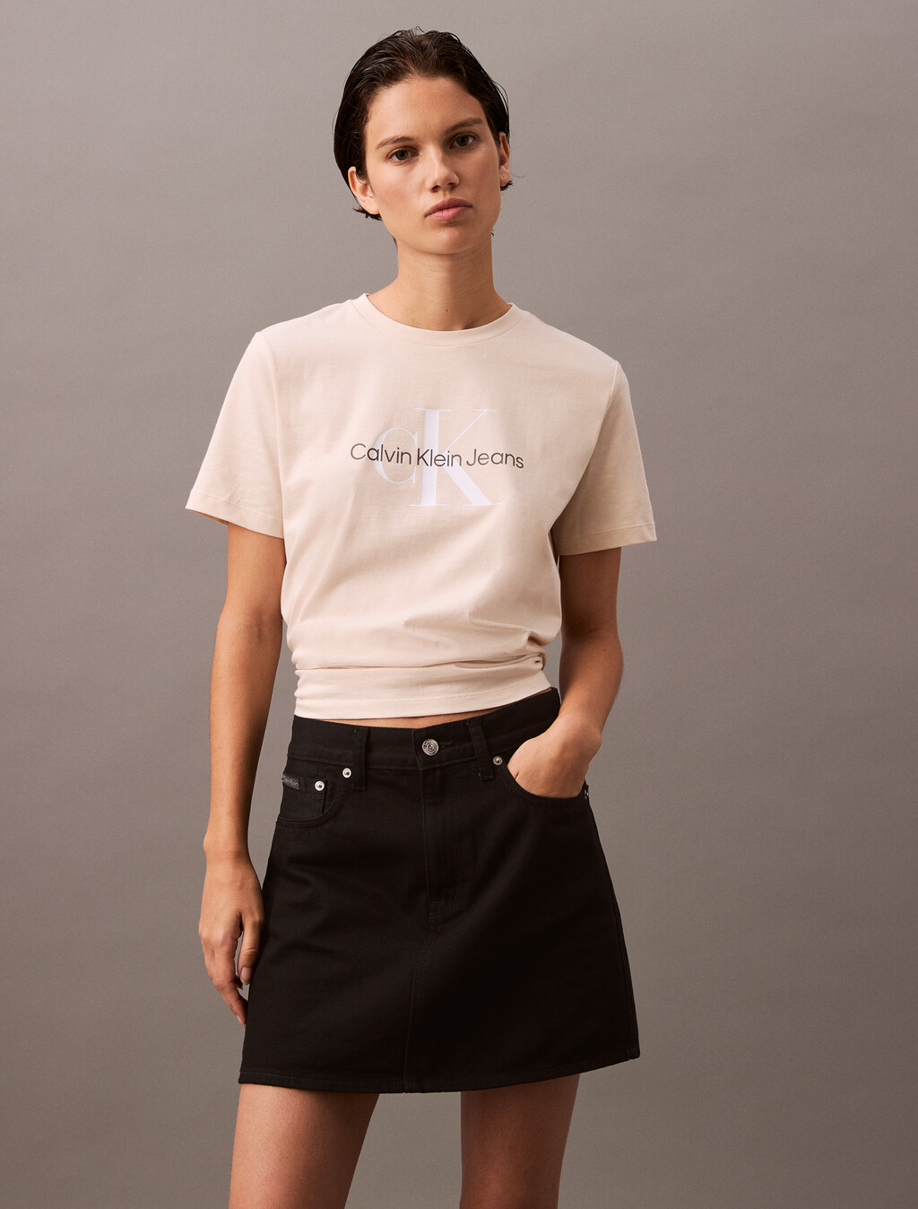 Monogram T-shirt, Tapioca, hi-res