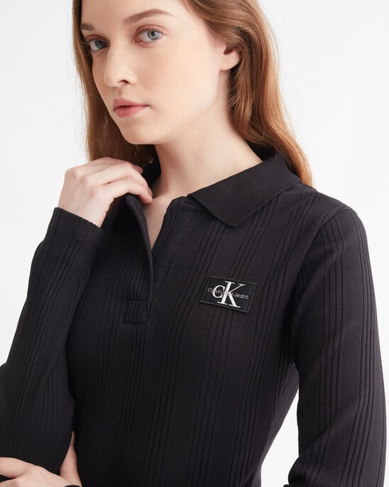 羅紋長袖 POLO 連身裙