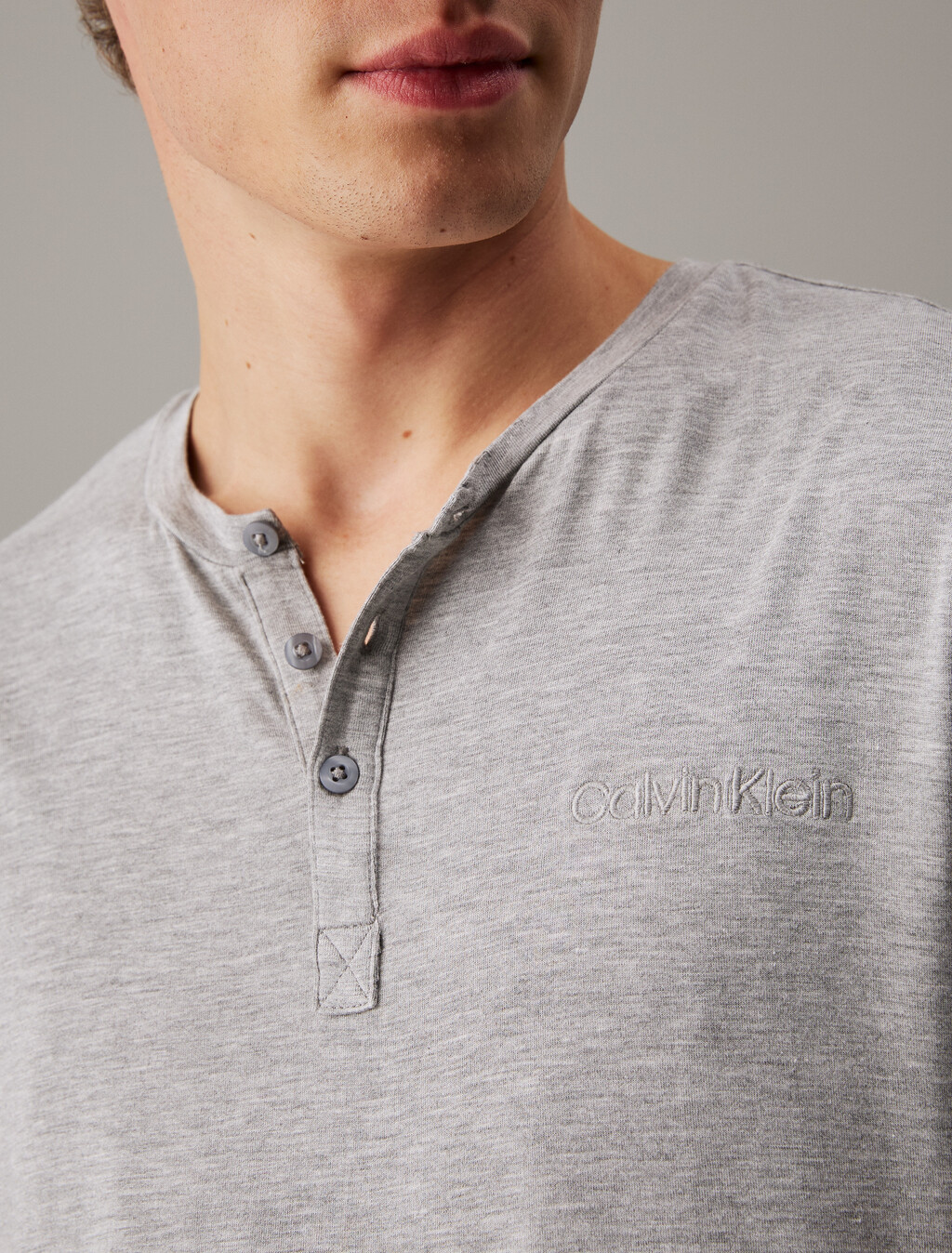 Ultra Soft Modal Henley Sleep T-Shirt, B10 Grey Heather, hi-res