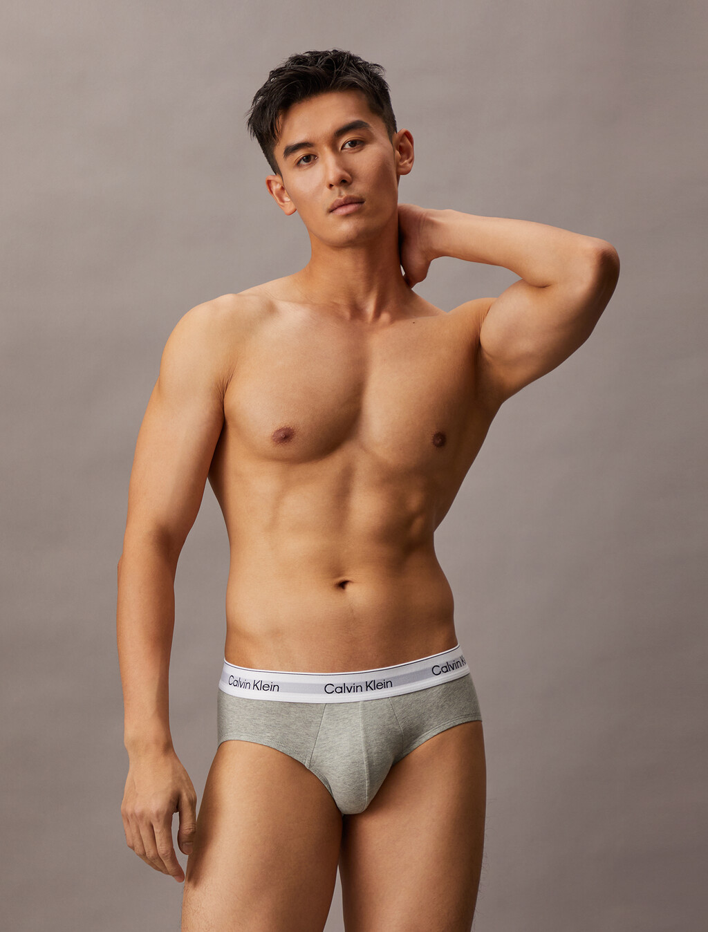 Icon Cotton 彈力低腰三角內褲 2 件套組, Grey Heather / Black, hi-res