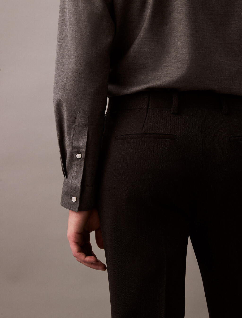 Slim Wool Gabardine Trouser, Charcoal Heather, hi-res