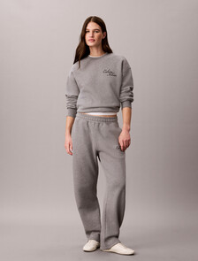 Cotton Fleece Bubble Hem Sweatshirt, Medium Grey Heather, hi-res