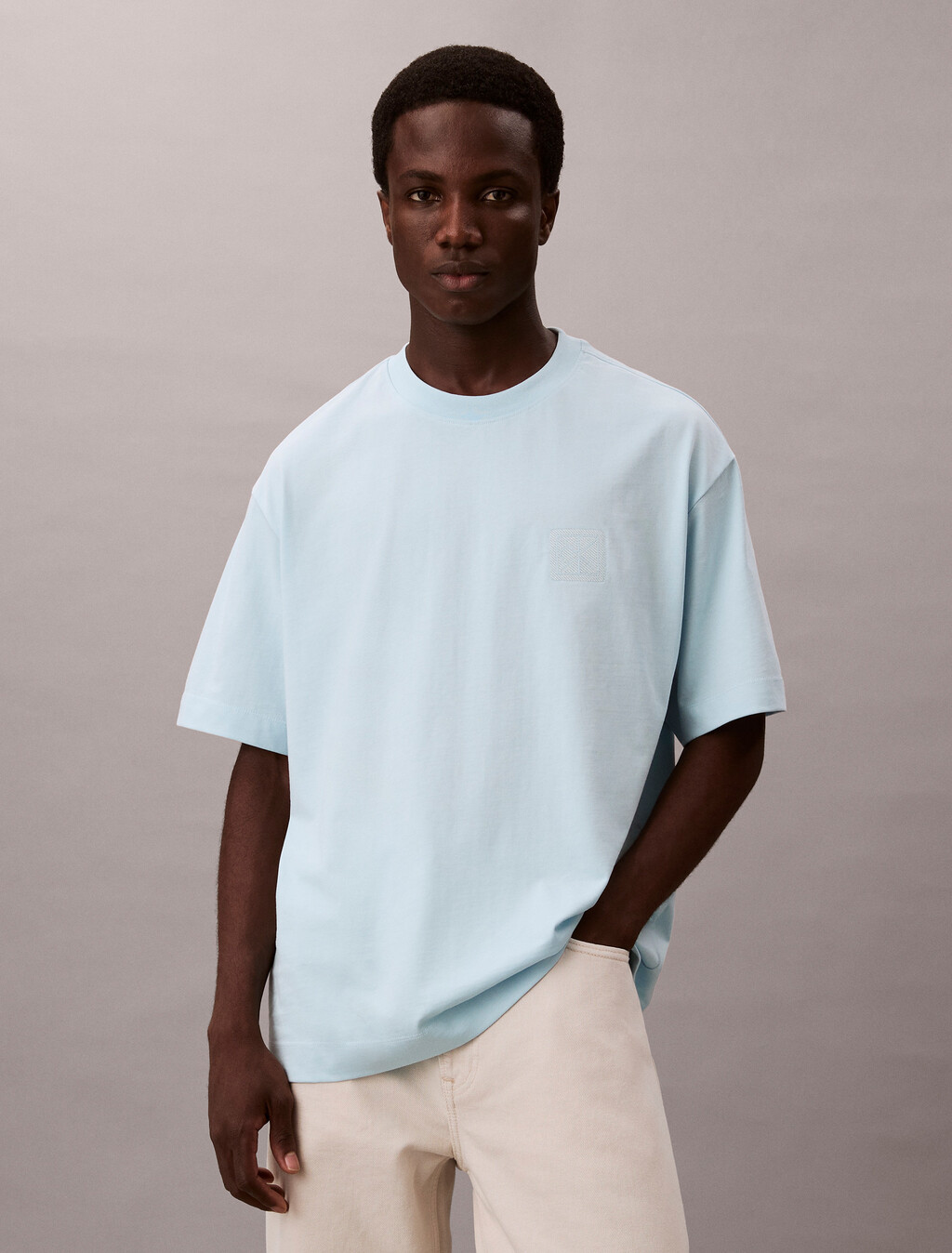 CK Emblem Patch Tee, Airy Blue, hi-res