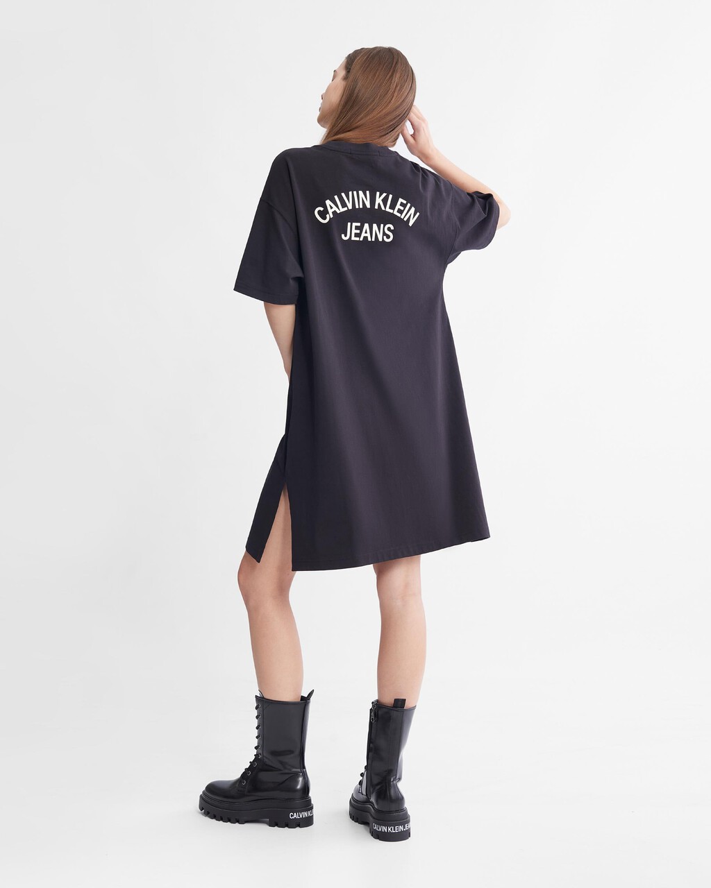 學院風寬鬆 T 恤洋裝, Ck Black, hi-res