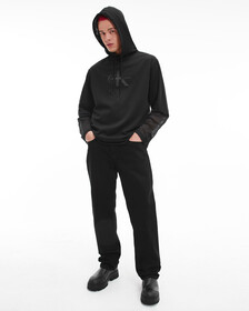 BLACK ARCHIVAL MONOGRAM 網眼連帽衛衣, Ck Black, hi-res