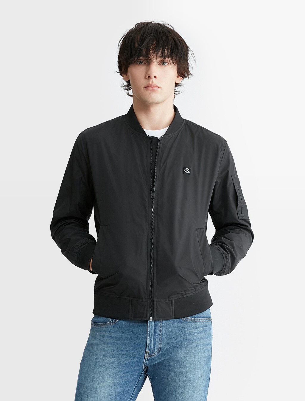 CK Badge Nylon Bomber Jacket, Ck Black, hi-res