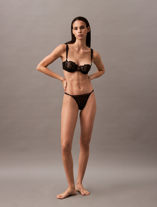 CK Black Floral Balconette Bra