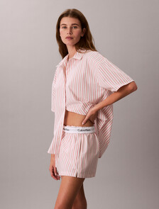 Cotton Poplin Pyjama Shorts, AURORA STRIPE PEACH BLISS, hi-res