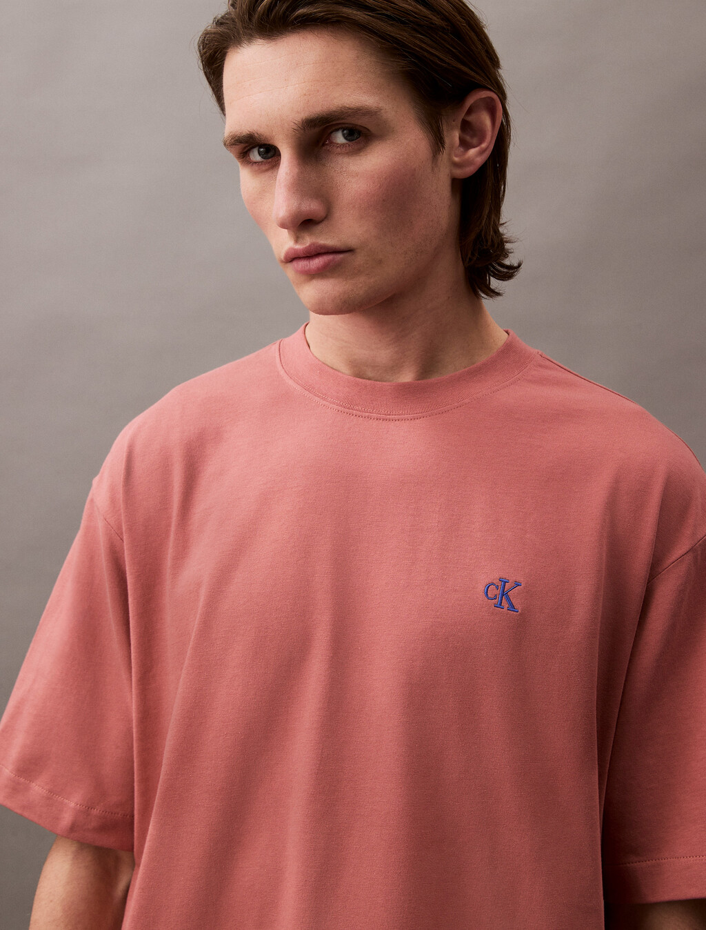 Calvin Logo 圓領上衣, Light Mahogany, hi-res