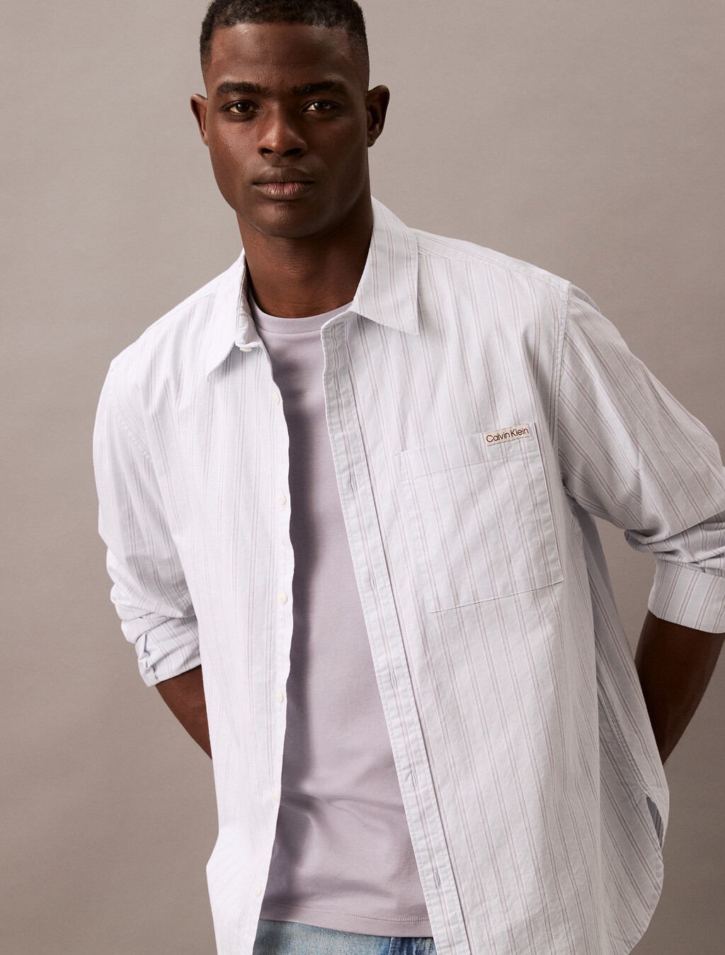 Relaxed Striped Oxford Shirt, Niagara Mist, hi-res