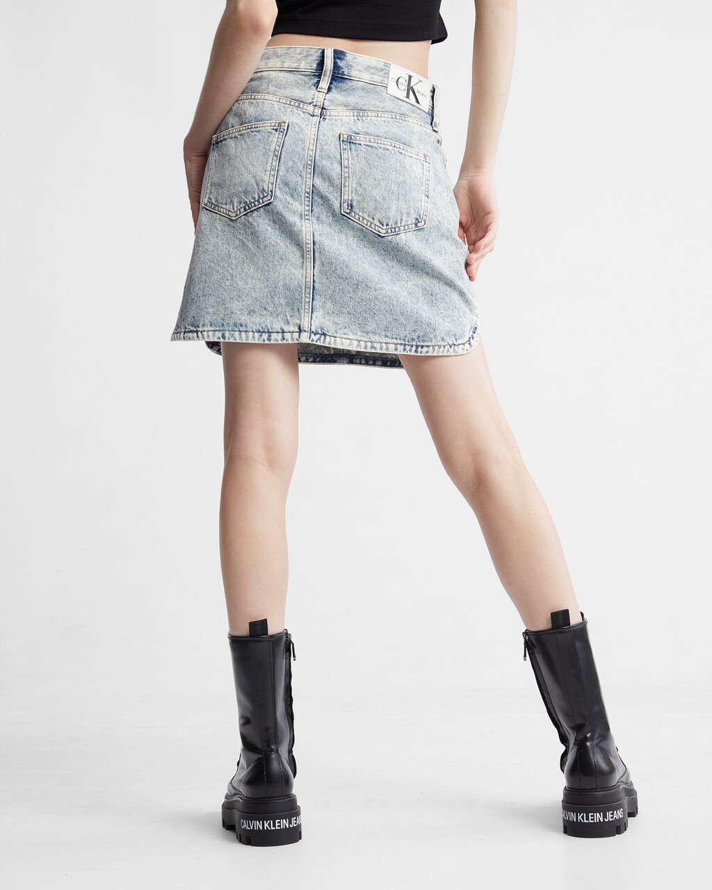Recycled Cotton A Line Mini Denim Skirt, LIGHT BLUE, hi-res
