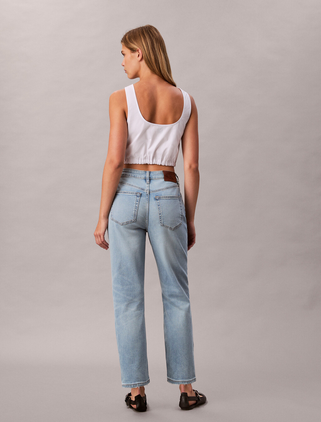 Lyocell High Rise Straight Cropped Jeans, CATALINA, hi-res