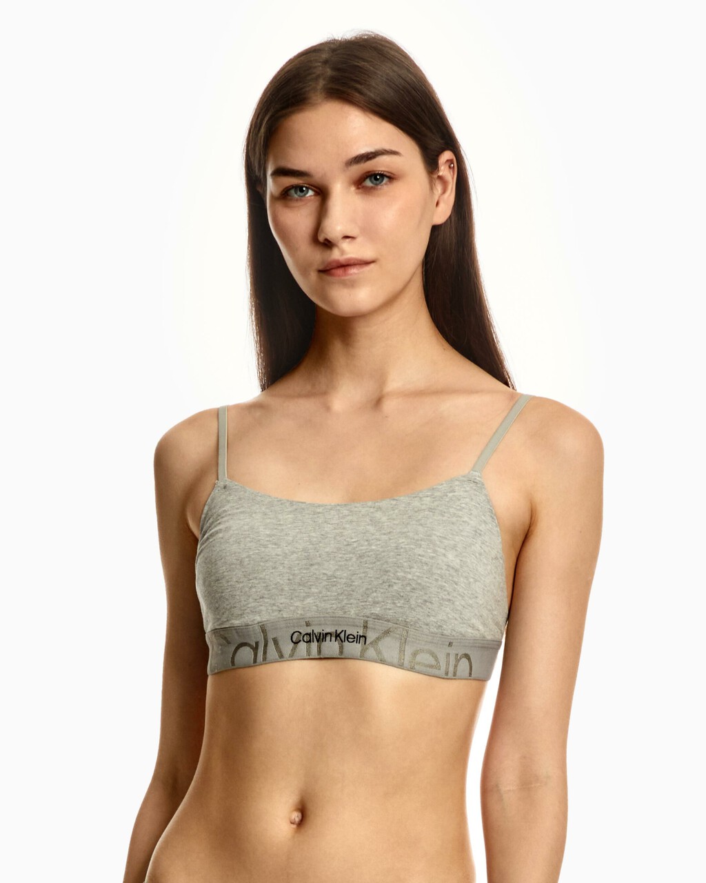 EMBOSSED ICON COTTON LIGHTLY LINED BRALETTE, Grey Heather, hi-res