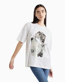 Modern Metals 菱形圖案寬鬆 T 恤, Bright White, hi-res