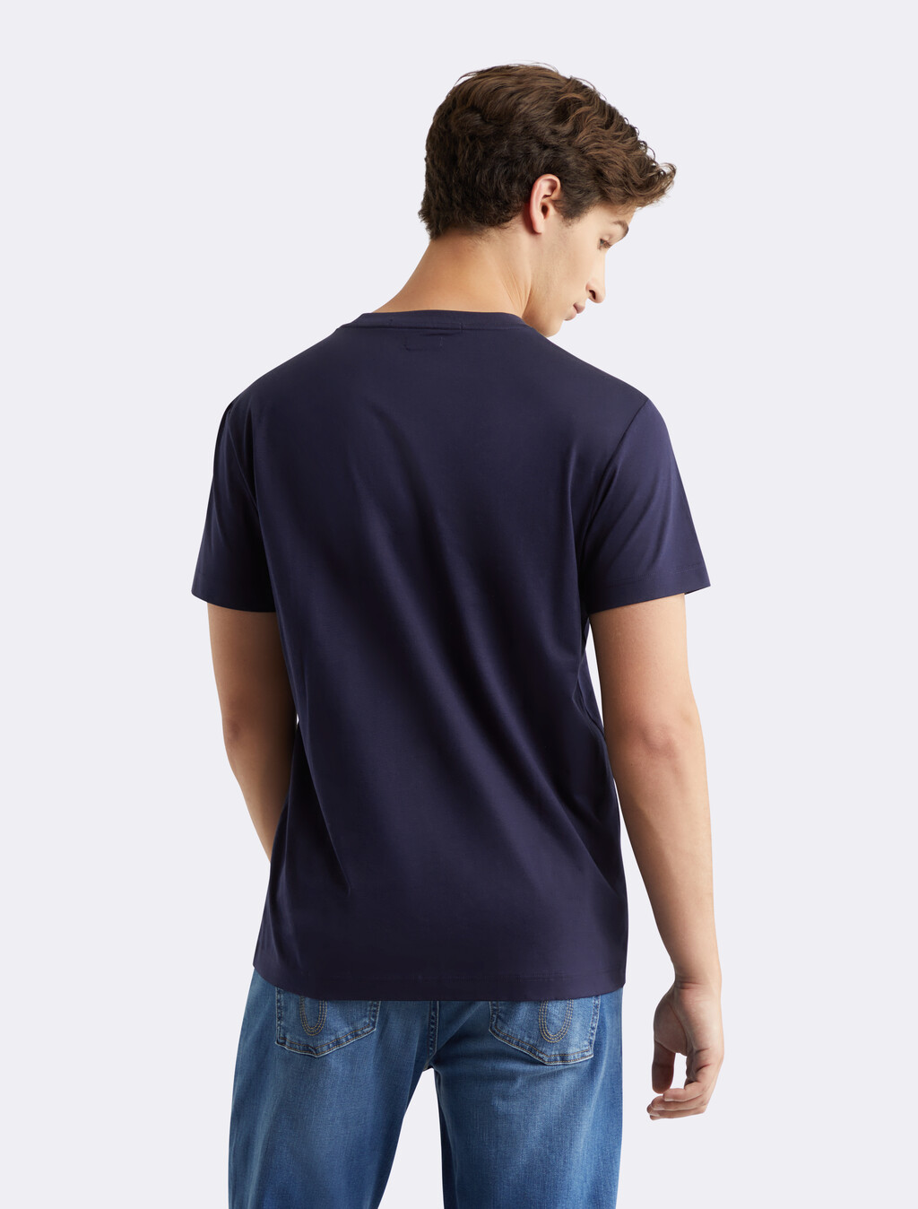 Mercerized Cotton Crewneck Slim Tee, Night Sky, hi-res