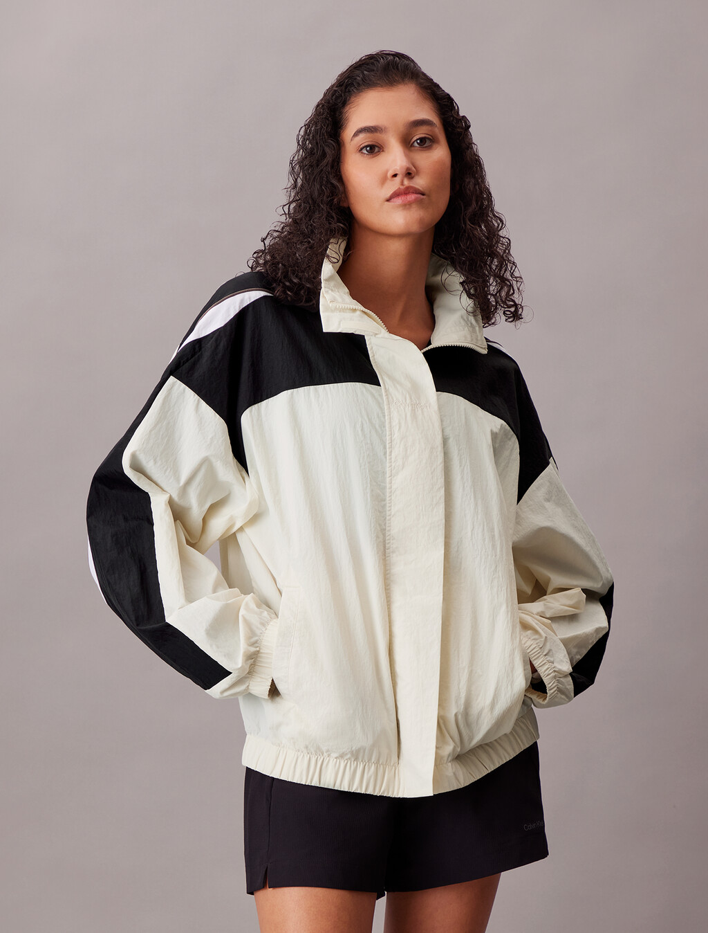 Water-Resistant Performance Track Jacket, black/white/off white, hi-res