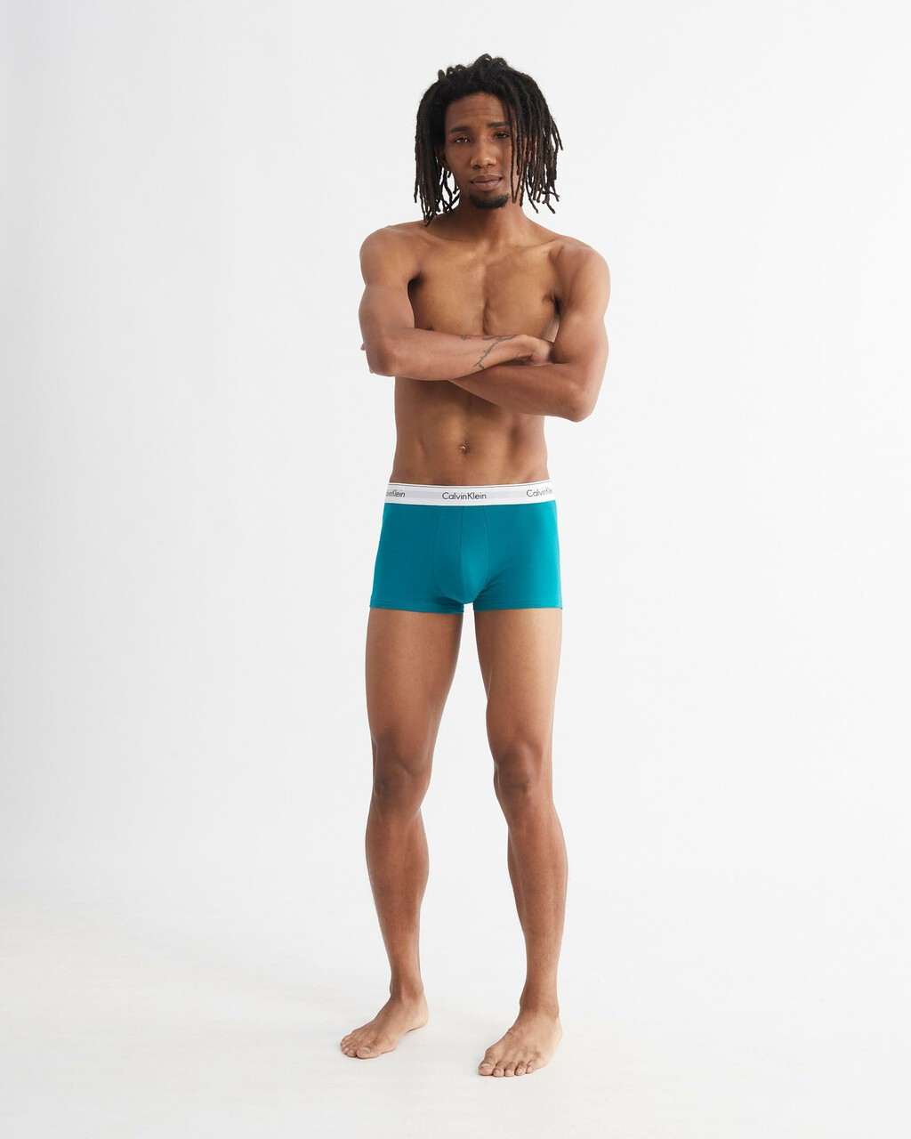 MODERN COTTON STRETCH TRUNKS 2 PACK, Deep Lake/Winter Linen, hi-res