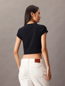 CK Logo Rib Knit Baby Tee, Black, hi-res