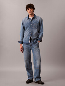 Embossed Denim Overshirt, MEDALLION, hi-res
