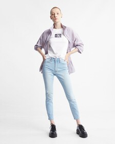 Monogram 四方印花有機棉修身 T 裇, Bright White, hi-res