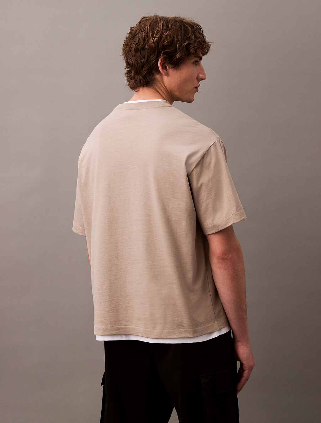 Calvin Logo 圓領上衣, Vintage Khaki, hi-res