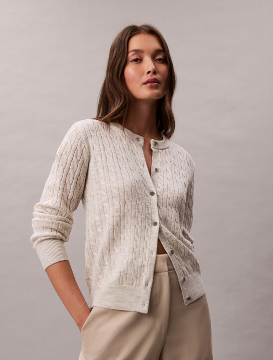 Merino Wool Blend Cable Cardigan