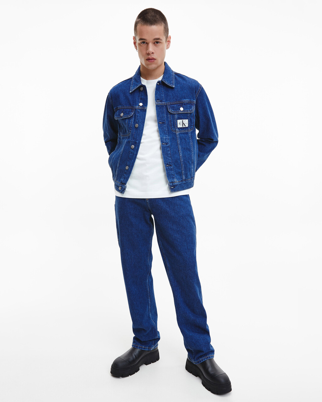 90 年代風格標準版型牛仔外套, Denim Medium, hi-res