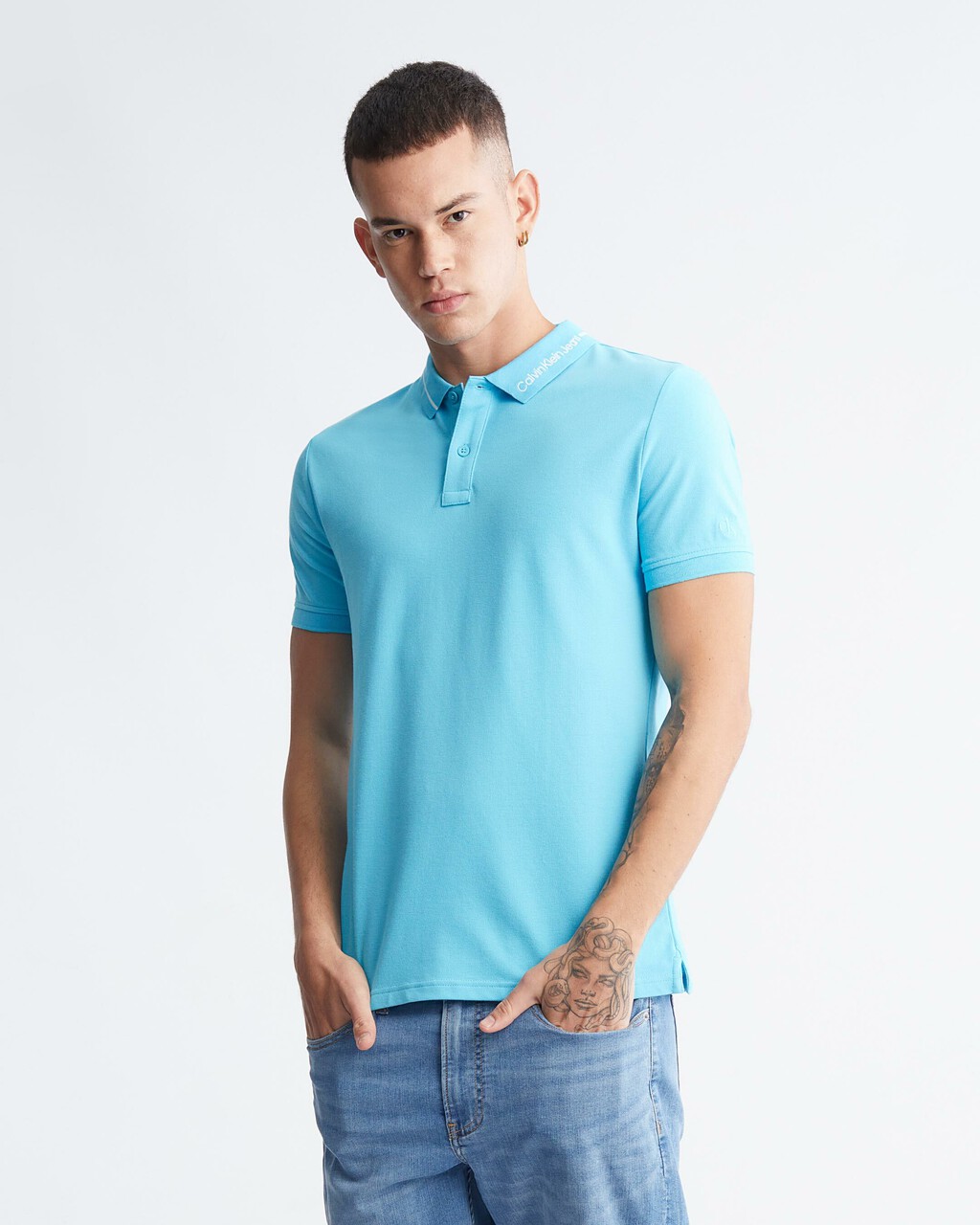 Summer Logo Collar Polo, Blue Tide, hi-res