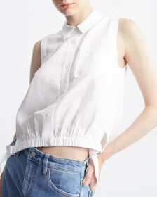 Summer Textures 側帶無袖裇衫, Bright White, hi-res