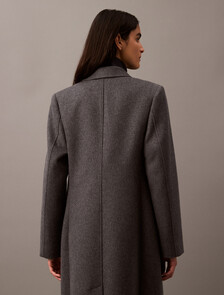 Long Brushed Wool Blend Coat, Charcoal Melange, hi-res