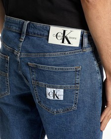 Smooth Cotton Denim Shorts, Med Blue Utility Pocket Label, hi-res