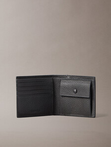Leather RFID Foil Logo Billfold Wallet, CK Charcoal, hi-res