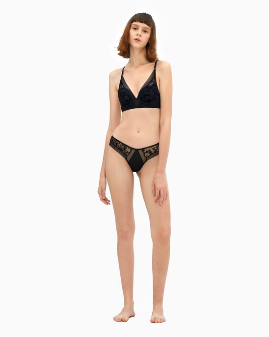 CK BLACK WILDFLOWER PUSH UP PLUNGE BRA