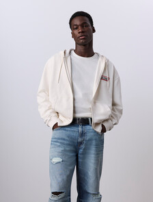 Jung Kook for Calvin Klein 毛圈寬鬆拉鏈連帽衛衣, LILY, hi-res
