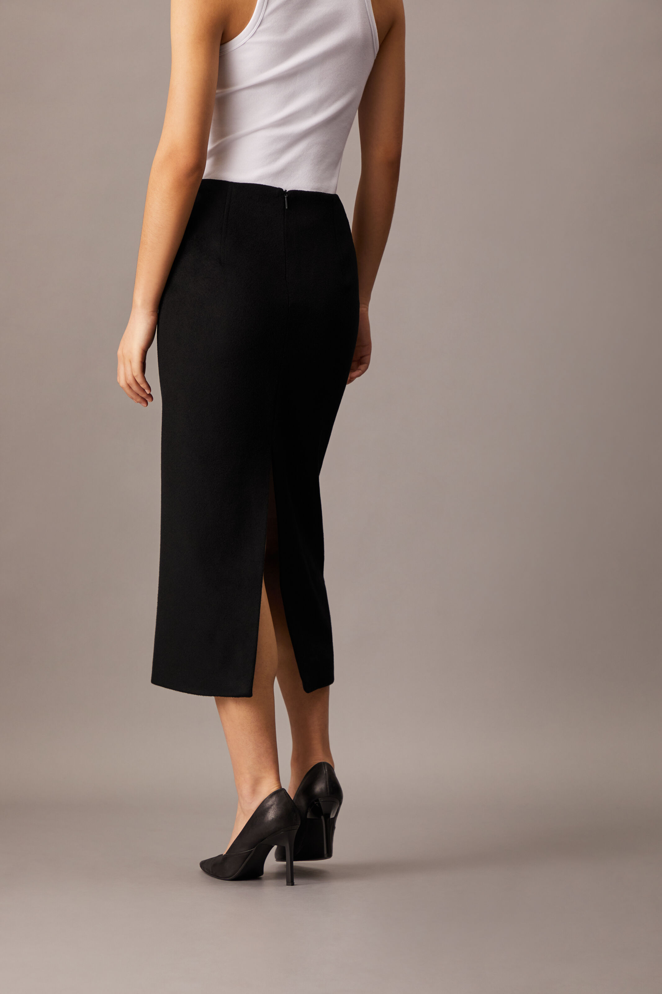 Brushed Wool Pencil Skirt | black | Calvin Klein Hong Kong