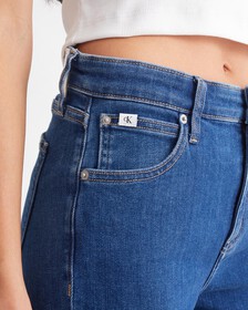 ITALIAN DENIM HIGH RISE FLARE JEANS, Med Blue, hi-res